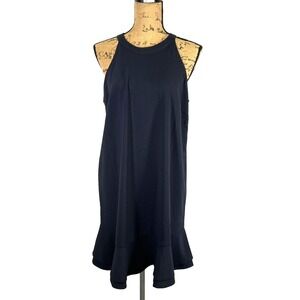 Mudpie Dress Medium Sleeveless High Neck Ruffle‎ Hem Minimalist Black